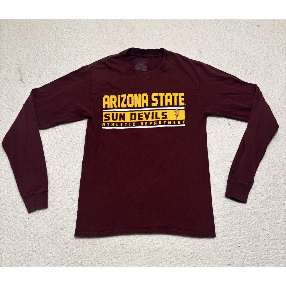 Russell Athletic Mens Arizona State Sun Devils T-shirt Graphic Tee Size S Maroon